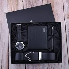Genuine LeatheWatch, Wallet and Belt Set in Gift Box  - Perfect for Men's Anniversary, Birthday, or Love Gifts