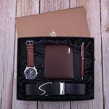 Genuine LeatheWatch, Wallet and Belt Set in Gift Box  - Perfect for Men's Anniversary, Birthday, or Love Gifts