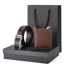 Genuine LeatheWatch, Wallet and Belt Set in Gift Box  - Perfect for Men's Anniversary, Birthday, or Love Gifts